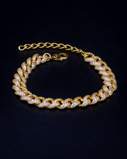 8.5mm Diamond Cuban Link Anklet - Gold