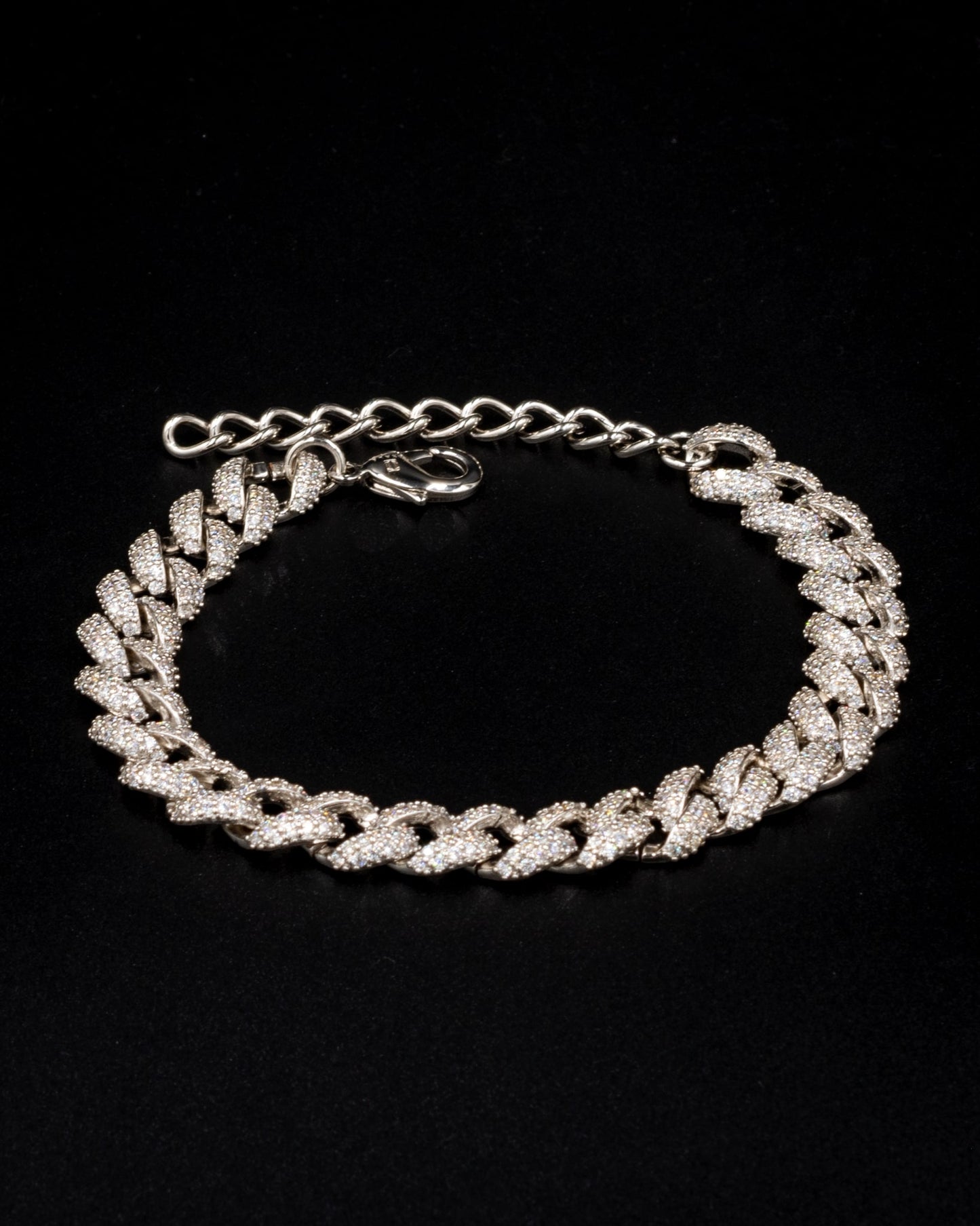 8.5mm Diamond Cuban Link Anklet - White Gold