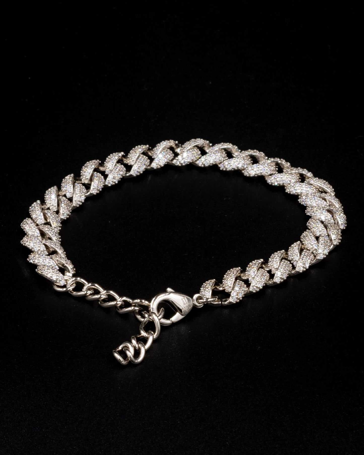 8.5mm Diamond Cuban Link Anklet - White Gold