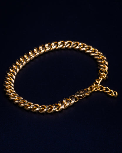 8mm Miami Cuban Anklet - Gold