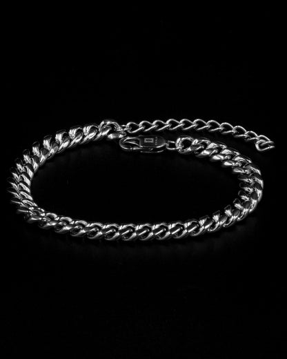 8mm Miami Cuban Anklet - White Gold