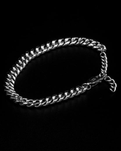 8mm Miami Cuban Anklet - White Gold