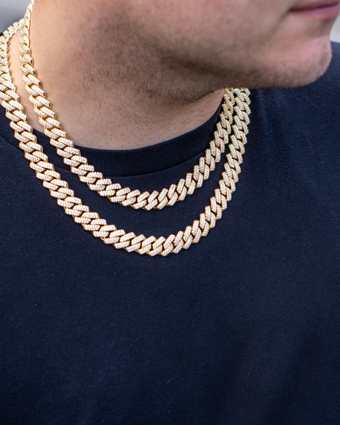 12mm Diamond Prong Cuban Link Chain