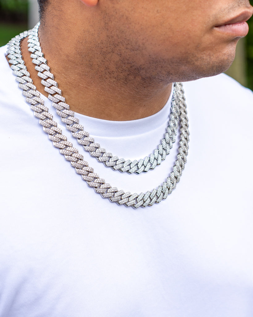 12mm Diamond Prong Cuban Link Chain