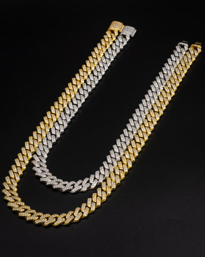 12mm Diamond Prong Cuban Link Chain