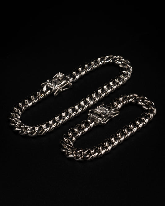 8mm Miami Cuban Bracelet - White Gold