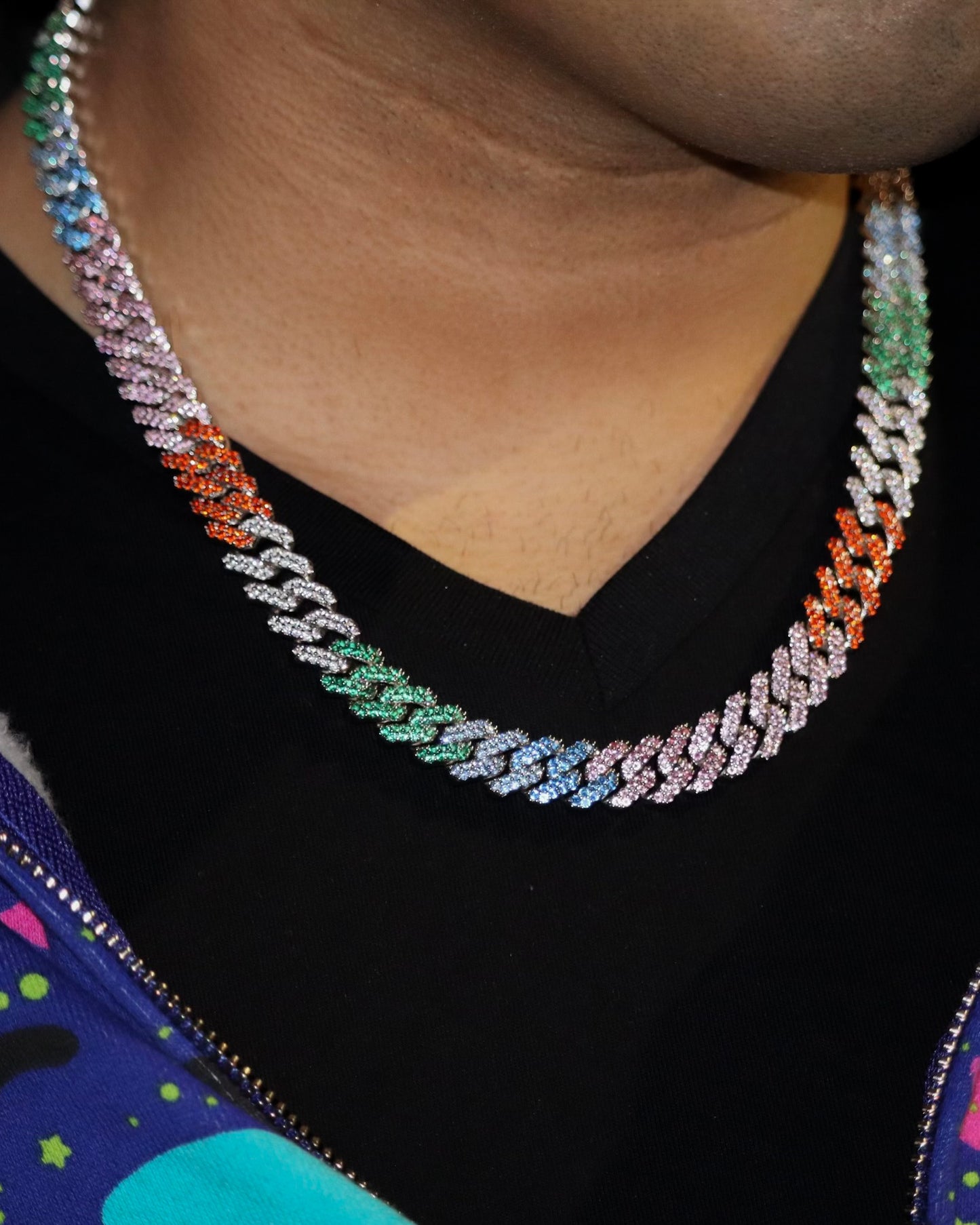 12mm Multicolor Prong Cuban Link